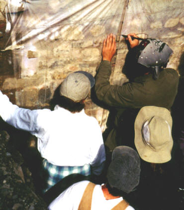 Tommaso demonstrates tracing on plastic.