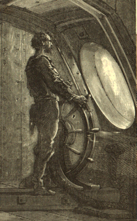 Nemo pilots the Nautilus, by de Neuville