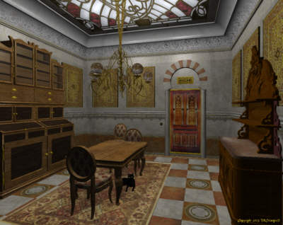 The dining room, looking aft.