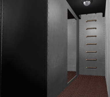 Looking inboard, toward the door of the cell