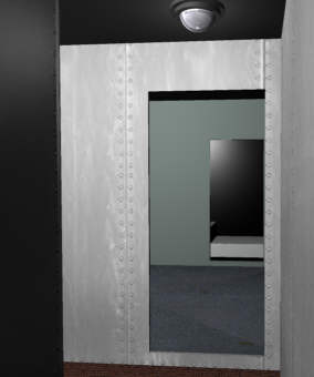 At the L-corner, looking into the dive room.