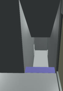 Down the lower stairs to the vestibule