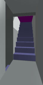 On the landing, looking up toward the platform