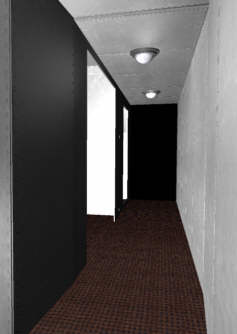 Forward, past the galley